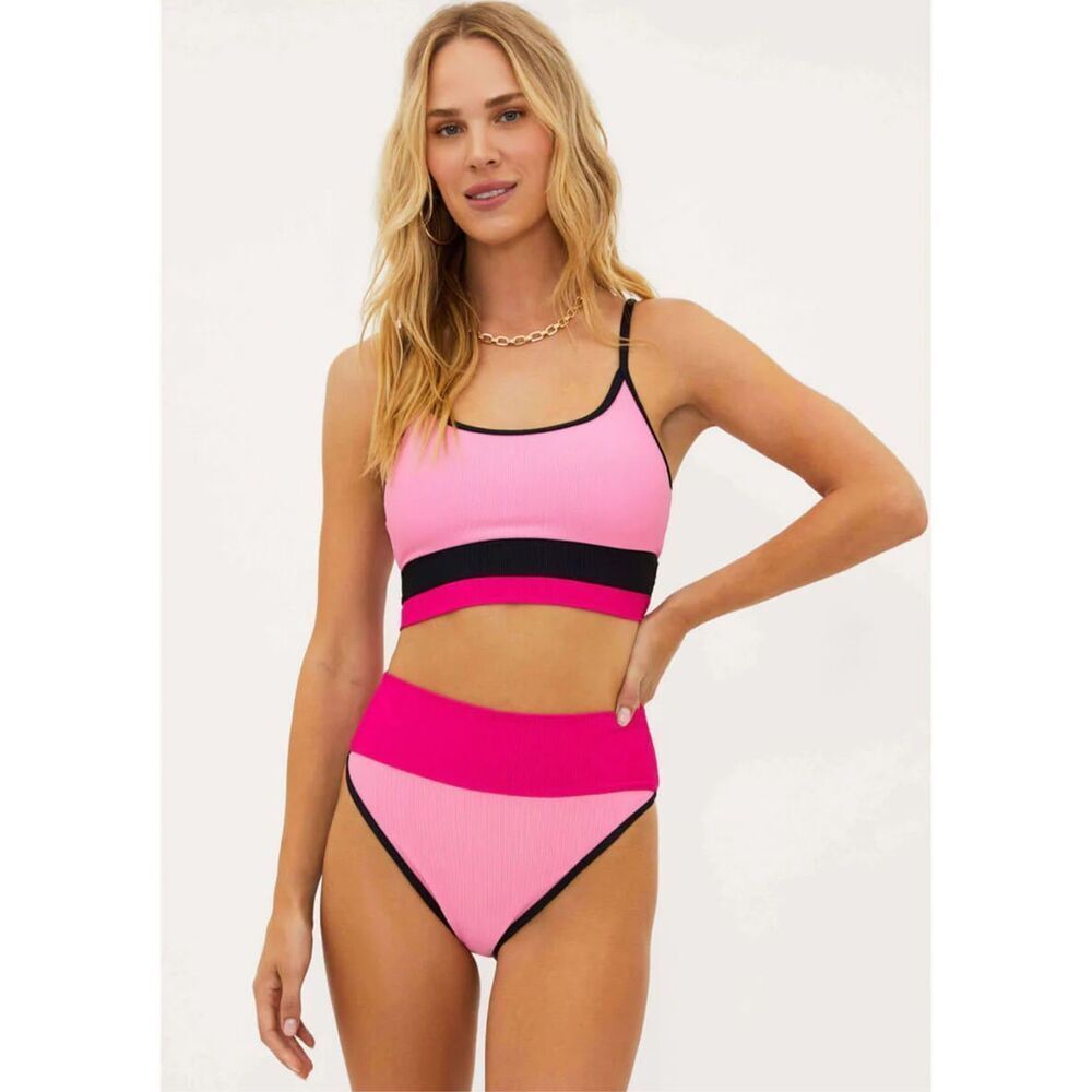 Beach Riot Colorblock Ribbed Bikini Set – Size Small 💖🖤 NWOT